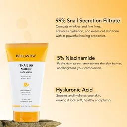 Bella Vita Organic Set of 2 Snail 99 Mucin Face Wash with Niacinamide - 50 ml each image 4
