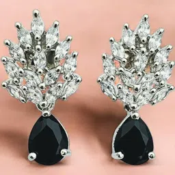 JEWELOPIA Silver-Plated Brass American Diamond Studs-picture-26