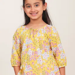 Campana Floral Print Tie-Up Neck Cotton Top-picture-20