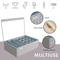 Kuber Industries Grey & White Set of 6 Printed Reusable Drawer Organisers image 4