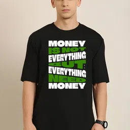 Streetsutra Men Typography Printed Round Neck Cotton Oversized T-shirt-image-2