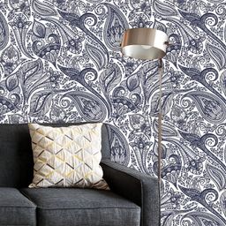 ArtzFolio Printed UV-Resistant Anti-Bacterial Monochrome Paisley Peel & Stick Wallpaper-image-30
