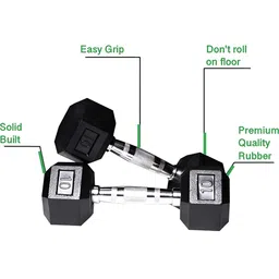 HackerX Set Of 2 Professional Hex Dumbbell 10Kg Each image 2