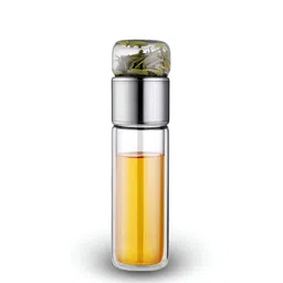 YELONA Transparent & Grey Single Glass Solid Double Wall Vacuum Water Bottle-19