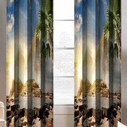 Aura Blue & Green 2 Pieces Abstract Printed Door Curtain-37