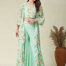 MOKOSH Printed Top & Shrug With Palazzos Co-Ords Set-image-81