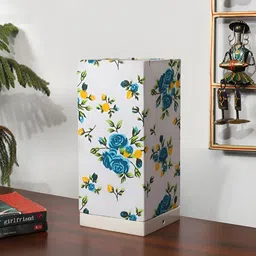 Aura Blue & White Printed Wooden Rectangle Shaped Table Lamp-image-91