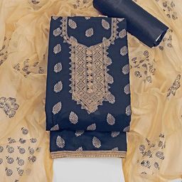 ASISA Floral Woven Design Thread Work Chanderi Silk Unstitched Dress Material-image-93