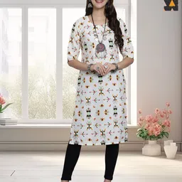 HERE&NOW Selection Of 2 Geometric Printed Round Neck Straight Kurtas-19