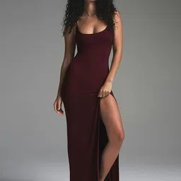 LULU & SKY Women Scoop Neck Maxi Dress With Slits Details-image-35