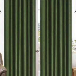 274 cm (9 ft) Polyester Semi Transparent Long Door Curtain (Pack Of 2) (Solid, Dark Green)-image-87