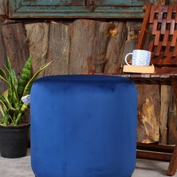 Shadowkart Blue & Gold-Toned Wooden Cylindrical Pouffes Ottomans-image-82