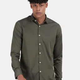 Blu MNKY Men Solid Smart Button-Down Collar Slim Fit Casual Shirt-image-25