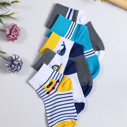 YK Infant Boys Pack Of 5 Patterned Ankle Length Socks-5