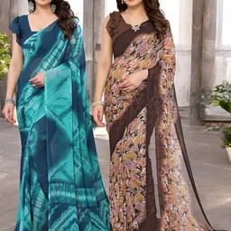 Moda Rapido Pack Of 2 Floral Pure Georgette Saree-picture-9