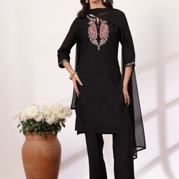 Nayam By Lakshita Paisley Embroidered Sequinned Kurta with Trouser & Dupatta-picture-44