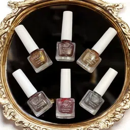 Indie Nail Set Of 8 Long Lasting Glossy Nail Polishs With Mini Filer & Potli - 5 ml Each-0