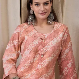 Anouk Women Ethnic Motifs Printed Thread Work Chanderi Silk Kurta-picture-48