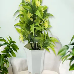 DeoDap White And Green Artificial Flower Pot-picture-30