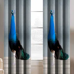 Aura Grey & Blue 2 Pieces Abstract Printed Door Curtain-13