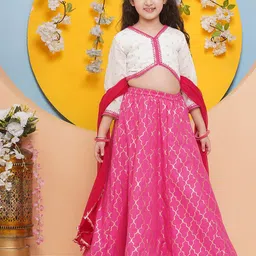 Bitiya by Bhama Girls Foil Print Ready to Wear Lehenga & Blouse With Dupatta-35