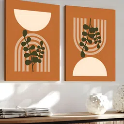 Art Street Orange & Beige 2 Pieces Canvas Abstract Wall Art-image-89