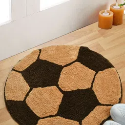 FINE TEX WORLD Brown & Coffee Brown Patterned Microfibre Football Shaped Anti-Skid Doormat-16