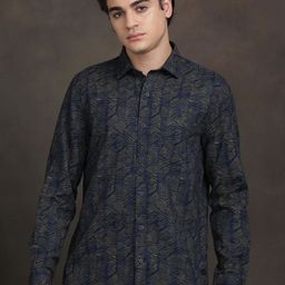 Turtle Men Relaxed Slim Fit Abstract Printed Spread Collar Cotton Casual Shirt-picture-30