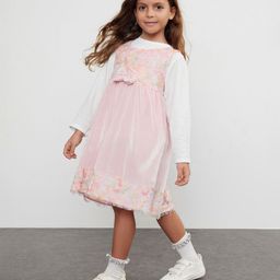 Trendyol Girls Self Design Empire Dress With T-shirt-picture-0