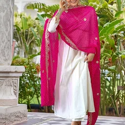 KALINI Women Ethnic Motifs Embroidered Regular Sequinned Chanderi Silk Kurta with Trousers & With Dupatta-picture-7