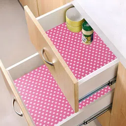 Kuber Industries Pink & White 2 Pieces Polka Dot Printed Shelf Liner Organisers-image-80
