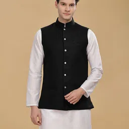 Anouk Woven Cotton Nehru Jacket-image-37