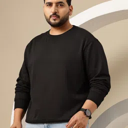Sztori Plus Size Drop-Shoulder Sleeves Relaxed Fit Sweatshirt with Inner Fleece-picture-27