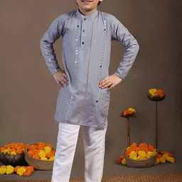 BAESD Boys Ethnic Motifs Embroidered Regular Kurta with Pyjamas-28