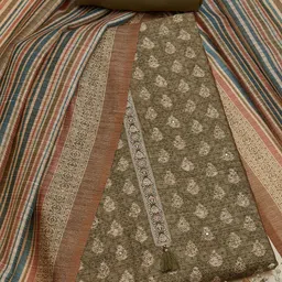 Soch Floral Printed Tussar Unstitched Dress Material-image-98