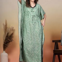 KLOTTHE Women Green Maxi Nightdress-image-69
