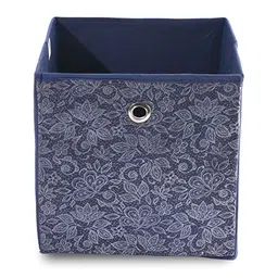 Aura Navy Blue & Grey Printed Foldable Square Drawer Organizer image 3