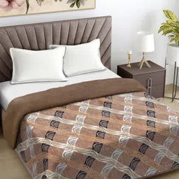 FABINALIV Brown & White Geometric Woollen Mild Winter 400 GSM Double Bed Comforter-14