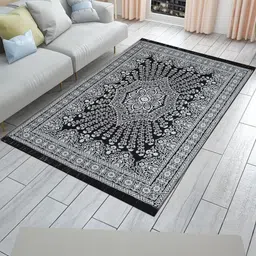 Furnishing Hut Black Floral Anti-Skid Cotton Carpet-picture-8