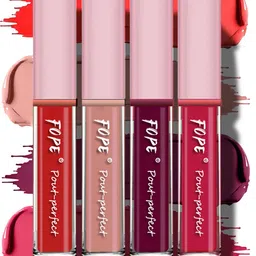 FOPE Set Of 4 Pout Perfect Smudge-Free Liquid Lipstick - 4 ml Each Shade - 04 06 07 12-0