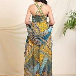 DEEBACO Printed Top & Palazoo With Dupatta image 2