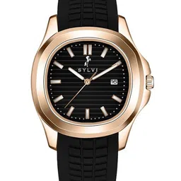Sylvi Men Patterned Dial & Straps Analogue Multi Function Watch NIC-BLK-Rose-BLK image 4
