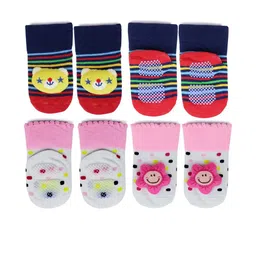 Baby Bloom Infants 0 To 2 Years 2 Pair Cotton Teddy and Star Face Ankle Socks/ Booties-image-72
