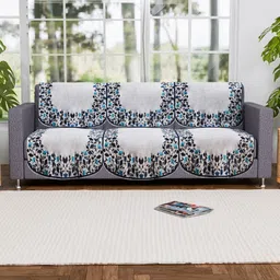 Myntra Elegant Homes Blue & Grey Cotton Sofa Cover-picture-44