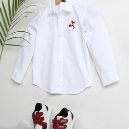 Hoop Boys Spread Collar Solid Cotton Slim Fit Casual Shirt-image-71