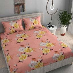 Myntra Elegant Homes Floral 300 TC King Bedsheet with 2 Pillow Covers-image-97