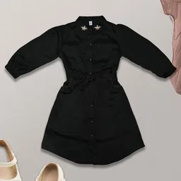 we11 Chiffon Solid Pattern Shirt Dress-image-43