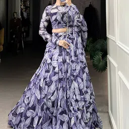 LOOKNBOOK ART Printed Ready to Wear Lehenga & Unstitched Blouse With Dupatta-image-34