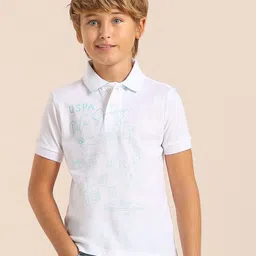 U.S. Polo Assn. Kids Boys Graphic Printed Polo Collar Cotton T-shirt-picture-22