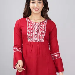 ELVISH JAIPUR Embroidered Bell Sleeve Top-image-62